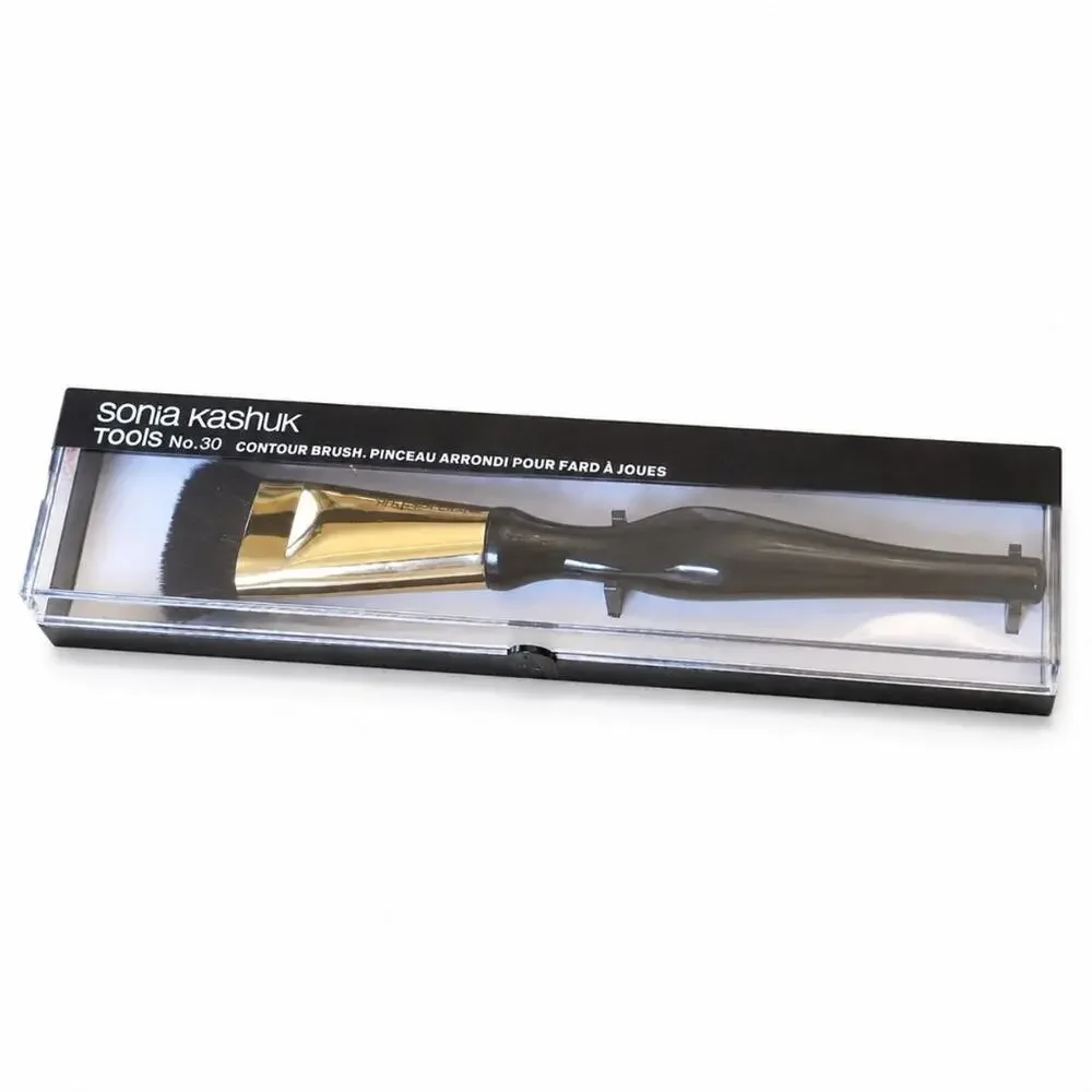 Sonia Kashuk Tools No. 30 Contour Brush Makeup Cheek Brush Black Gold NEW
